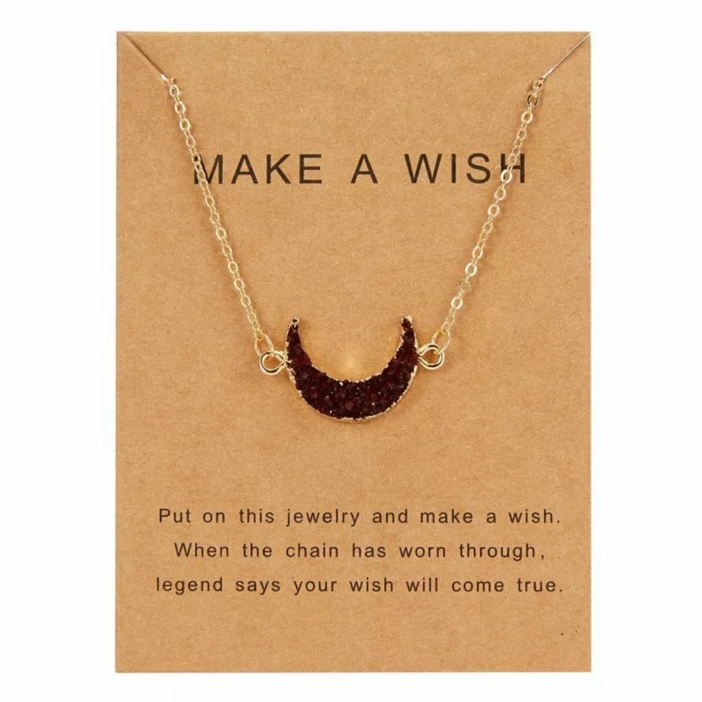Blood Red Crescent Moon Wishing Necklace 🌙